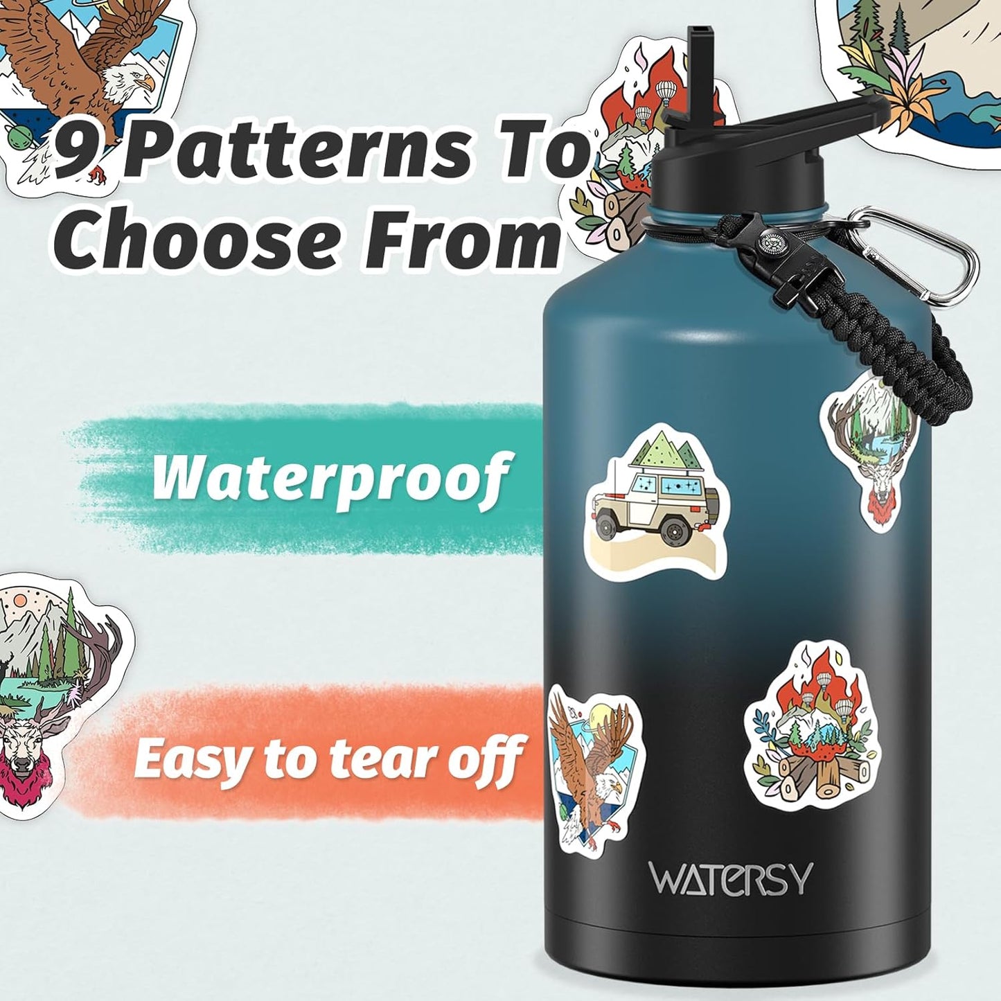 40oz Insulated Water Bottle (Cold for 48 Hrs),BPA Free&Leak Proof,Stainless Steel Water Flask,Water Jug with Straw Spout Lids for Gym,Hiking,Travel,Black Blue