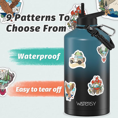 40oz Insulated Water Bottle (Cold for 48 Hrs),BPA Free&Leak Proof,Stainless Steel Water Flask,Water Jug with Straw Spout Lids for Gym,Hiking,Travel,Black Blue