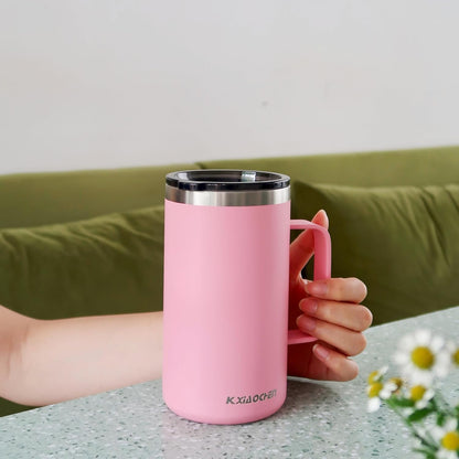 KXIAOCHEN 20oz Insulated Coffee Mug with Lid, Stainless Steel Coffee Cup, Double Wall Vacuum Coffee Tumbler with Handle, Premium Thermal Travel Coffee Mug (Navy Blue)