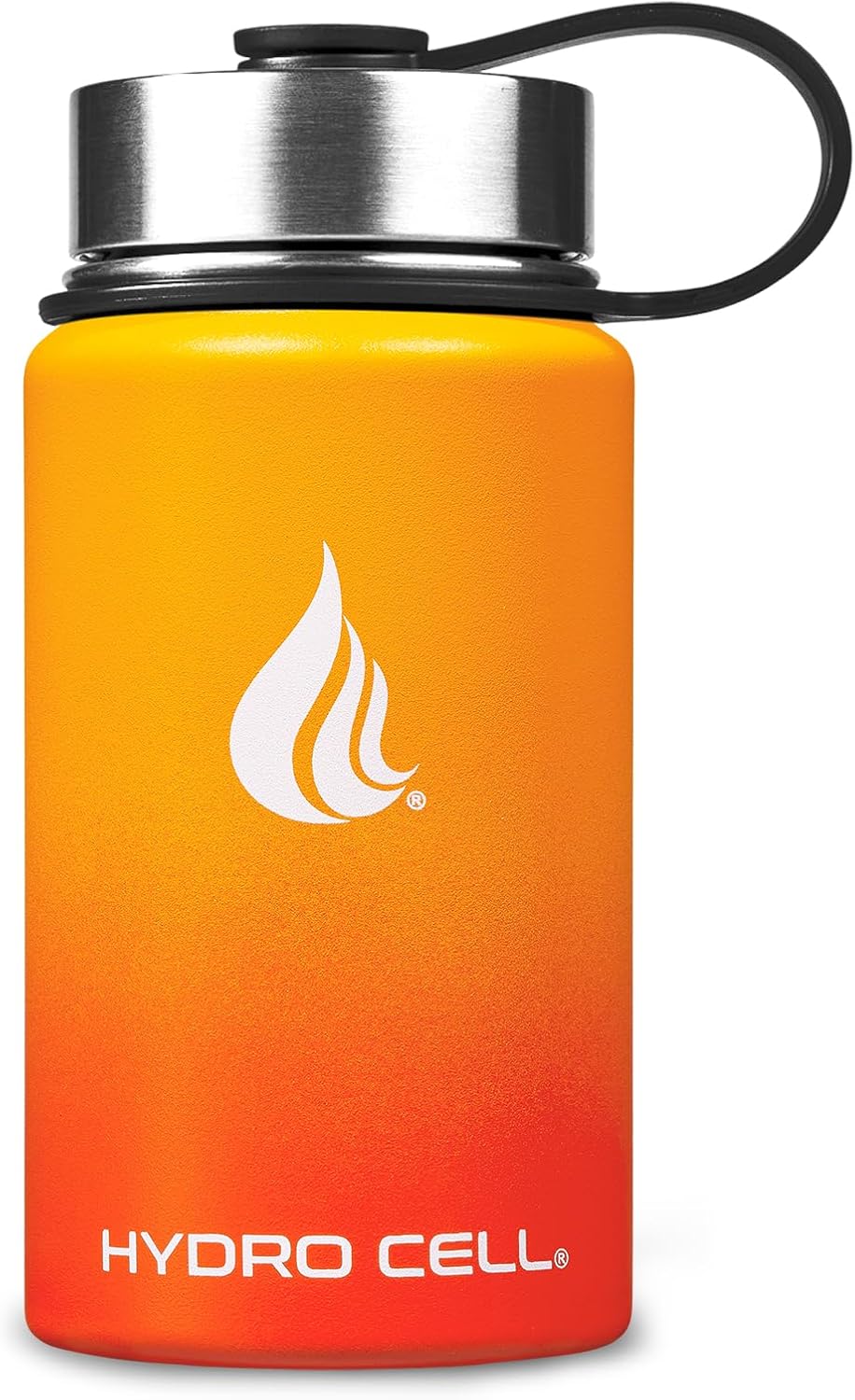 HYDRO CELL Stainless Steel Insulated Water Bottle with Straw - For Cold & Hot Drinks - Metal Vacuum Flask with Screw Cap and Modern Leakproof Sport Thermos for Adults (Neon 18oz)