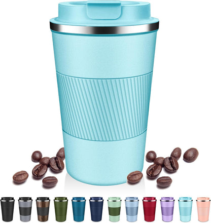 DUBUXW Insulated Coffee Tumblers with Flip Lid 12oz / 17oz, Stainless Steel Travel Coffee Mug Leak Proof, Vacuum Insulated Coffee Mug Reusable Cup, Keeps Cold and Hot for Coffee Tea