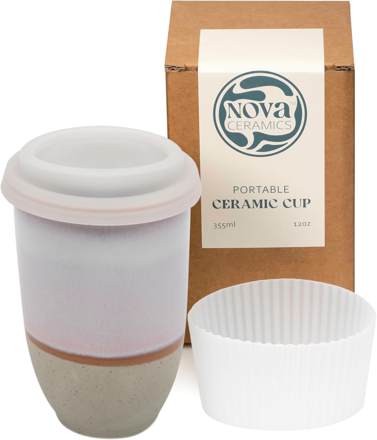 NOVA CERAMICS Coffee Tumbler – Travel Mug - On the Go Coffee Mug – Microwave & Dishwasher Safe Green Coffee Tumbler - Gifts For Women Men Him Her – 16oz – Monsoon