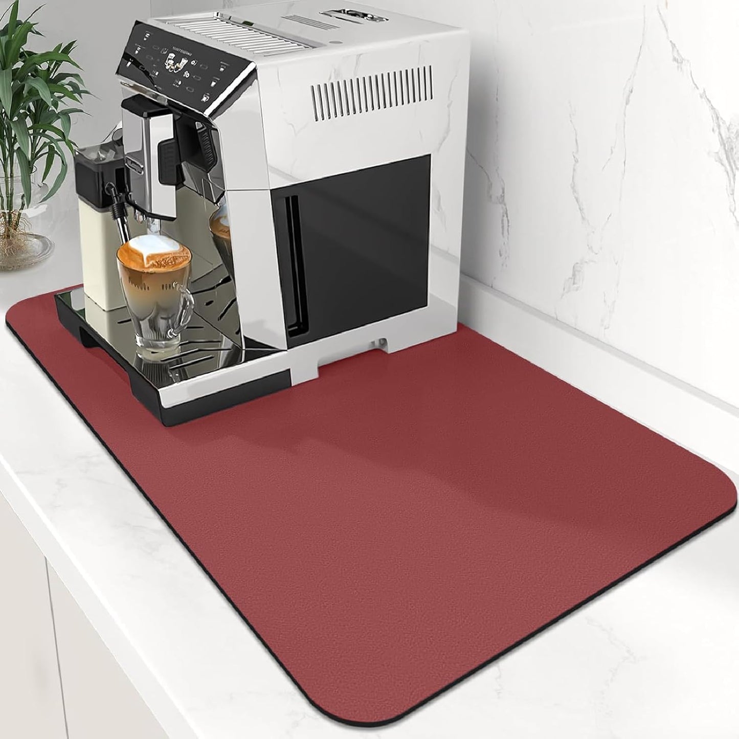WISELIFE Coffee Mat Super Absorbent Dish Drying Mat Coffee Bar Accessories Match with Machine Large Drying Mats for Kitchen Counter 12" W x 19" L, Black
