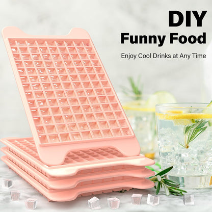 Mini Ice Cube Tray for Freezer: FDDBI Small Ice Trays for Freezer with Bin - 117×4PCS Easy Release Nugget Ice Tray - Crushed Ice Tray with Container