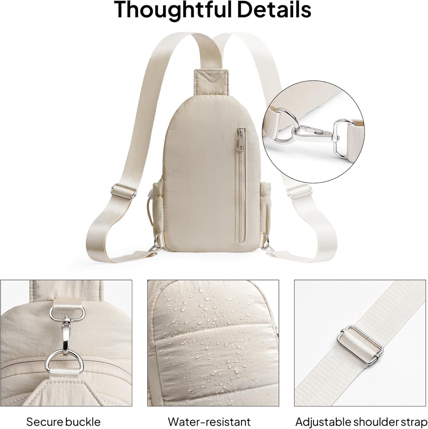 TOPEAST Sling Bag for Women, Anti-Theft Crossbody Bag with RFID Blocking & Water Bottle Holder for Travel, Water-resistant