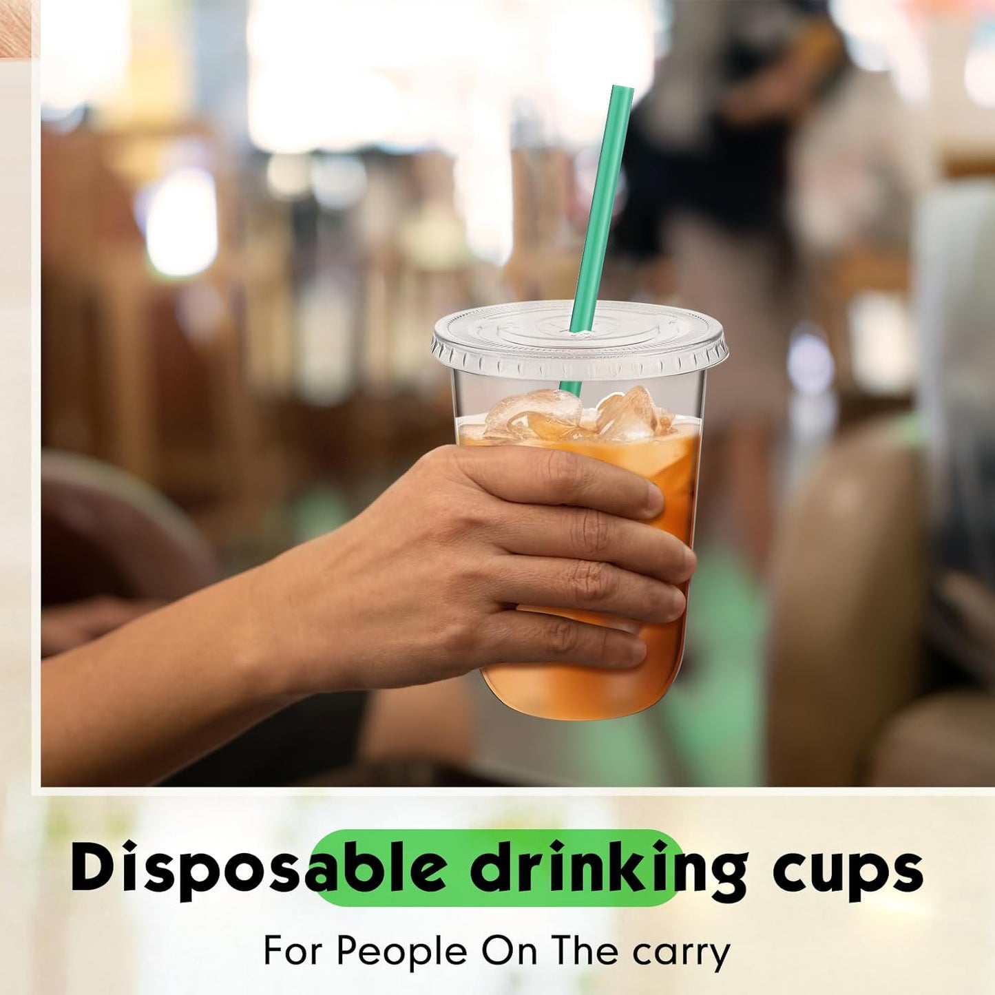 Baderke 25 Set Plastic Cups with Lids and Straws, Disposable Plastic Iced Coffee Cup for Cold Beverage Juice Smoothie Crystal for Coffee Shops Party Catering(Clear,16 oz)