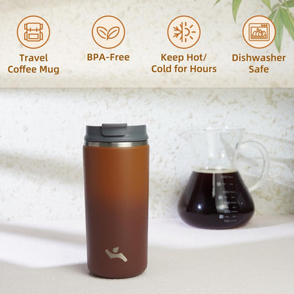 Konokyo Tumbler with Lid, 16 oz Travel Coffee Mug Double Wall Vacuum Stainless Steel Thermal Metal Cup Insulated Water Bottle,Navy Blue