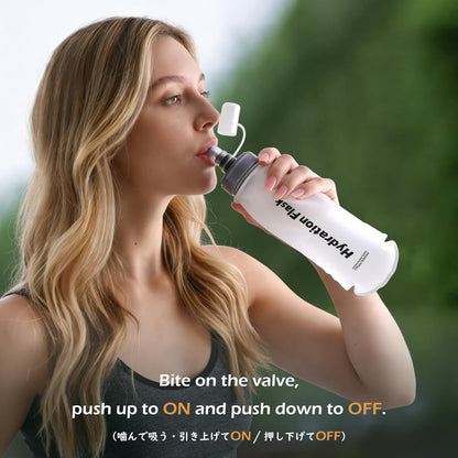 TRIWONDER Handheld Water Bottle for Running, Quick Grip Chill 17 oz Handheld Soft Water Bottle with Hand Strap Hydration Pack, BPA Sport Soft Flask (Blue)