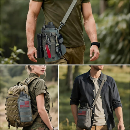 Water Bottle Holder with Strap - Tactical Insulated Water Bottle Sleeve with MOLLE System Water Bottle Cover Cross-Body Pouch for Walking Hiking Camping Gym 32oz&40oz