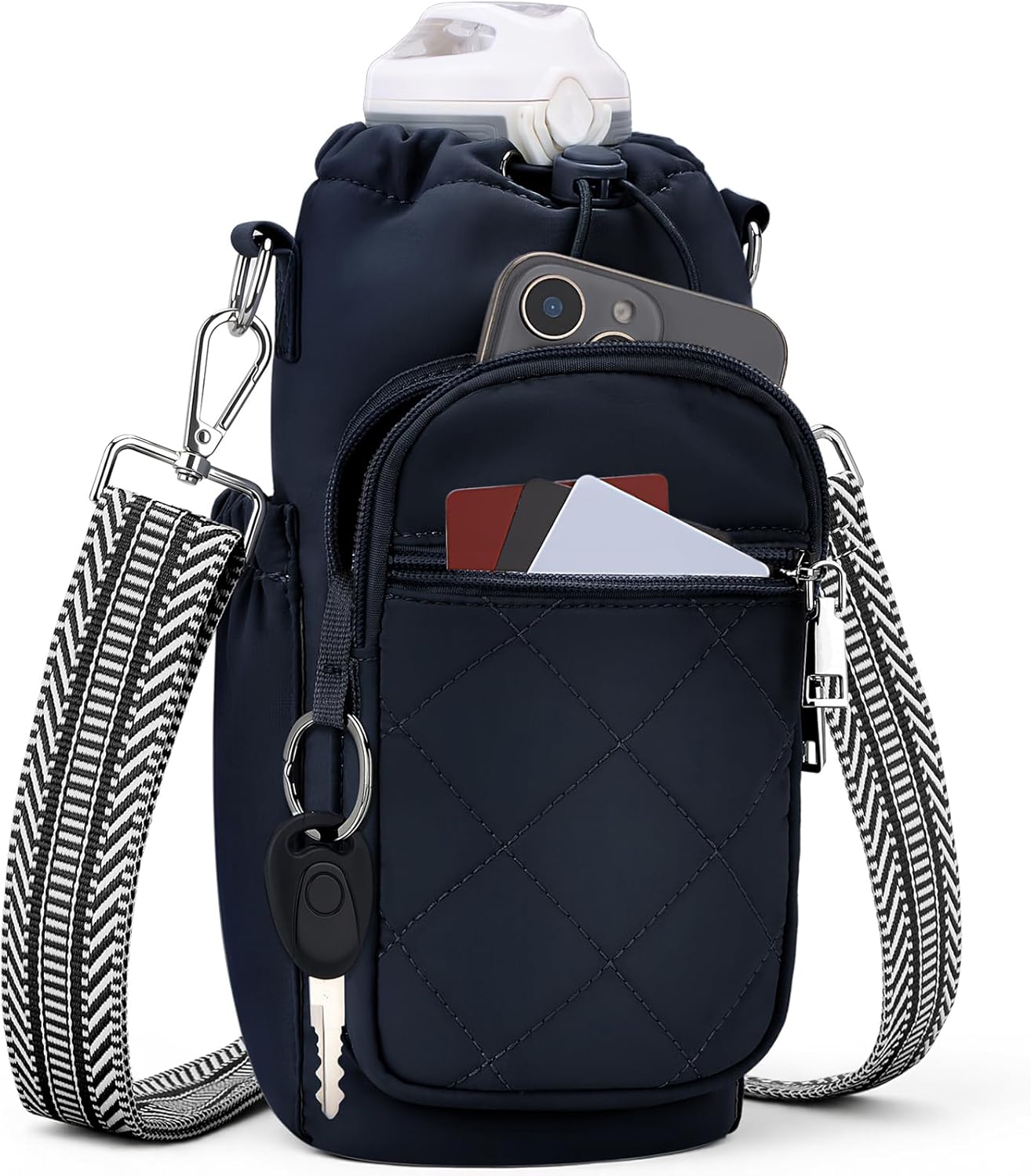 SYTRAH Water Bottle Carrier Bag with Strap, Water Bottle Purse with Phone Pocket 40oz for Walking Hiking