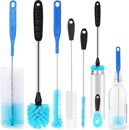 5 Pack Bottle Cleaning Brush Set, Stainless Steel Scrub Cleaner Brush with 14'' Long Handle and 3 Straw Brushes, Flexible for Cleaning Sport Water Bottles, Straws, Coffee Mug, Cups, Baby Bottle