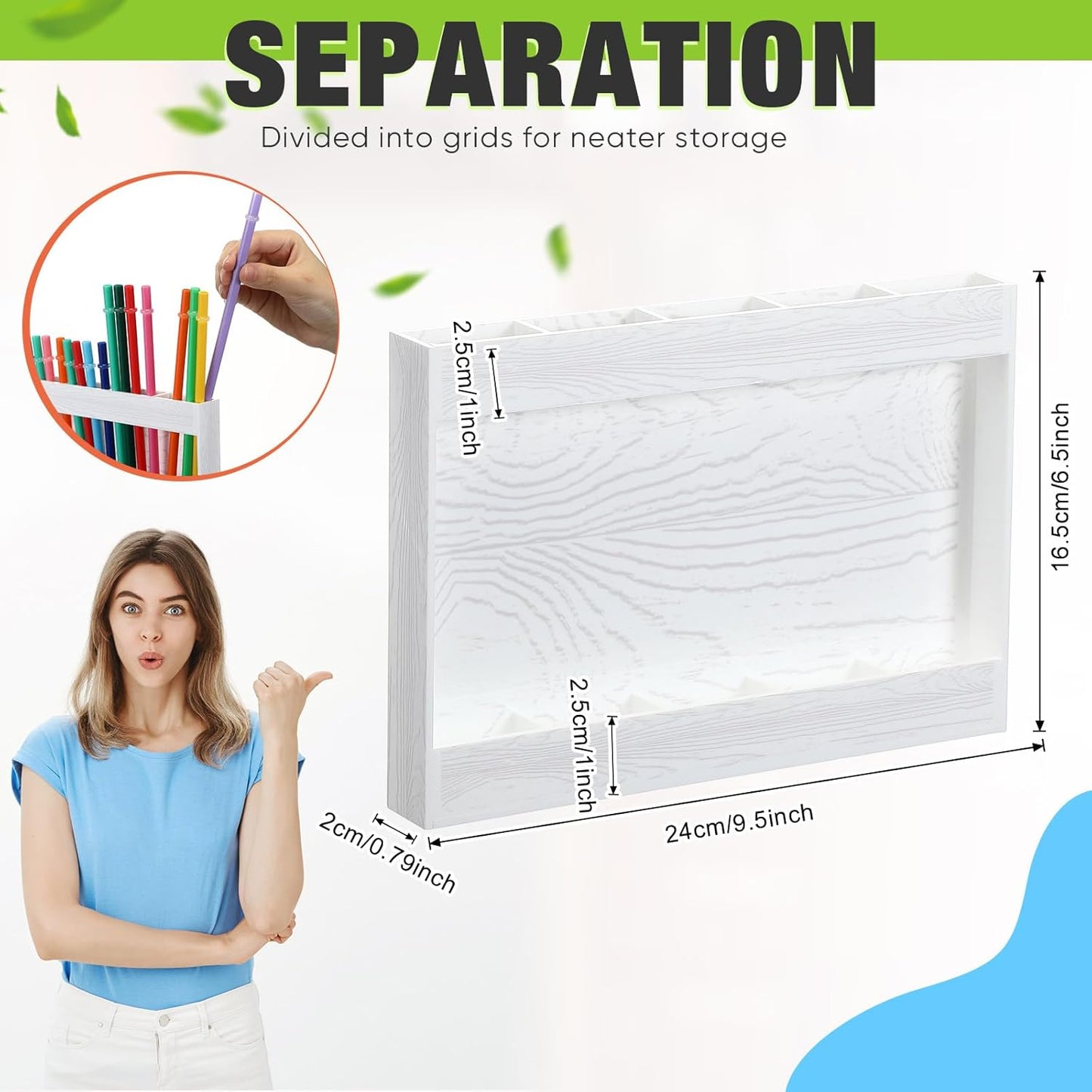 Qinyoung Acrylic Straw Holder for Cabinet Door with Double Sided Adhesive Tape Reusable Straw Organizer Tumbler Storage Kitchen Accessories Container for Counter Cupboard(Classic,Large,Transparent)