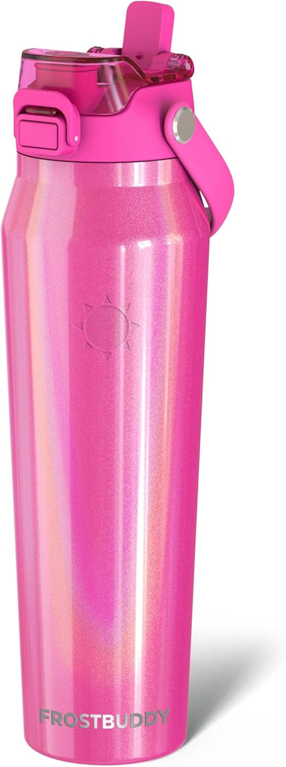 Frost Buddy 24oz Insulated Water Bottle with Straw & Chug Lid | Leak-Proof Stainless Steel | 24-Hours Cold | Sweat-Proof, Cup Holder Friendly | Ideal for Gym, Travel, Sports & Everyday Hydration - Colors A