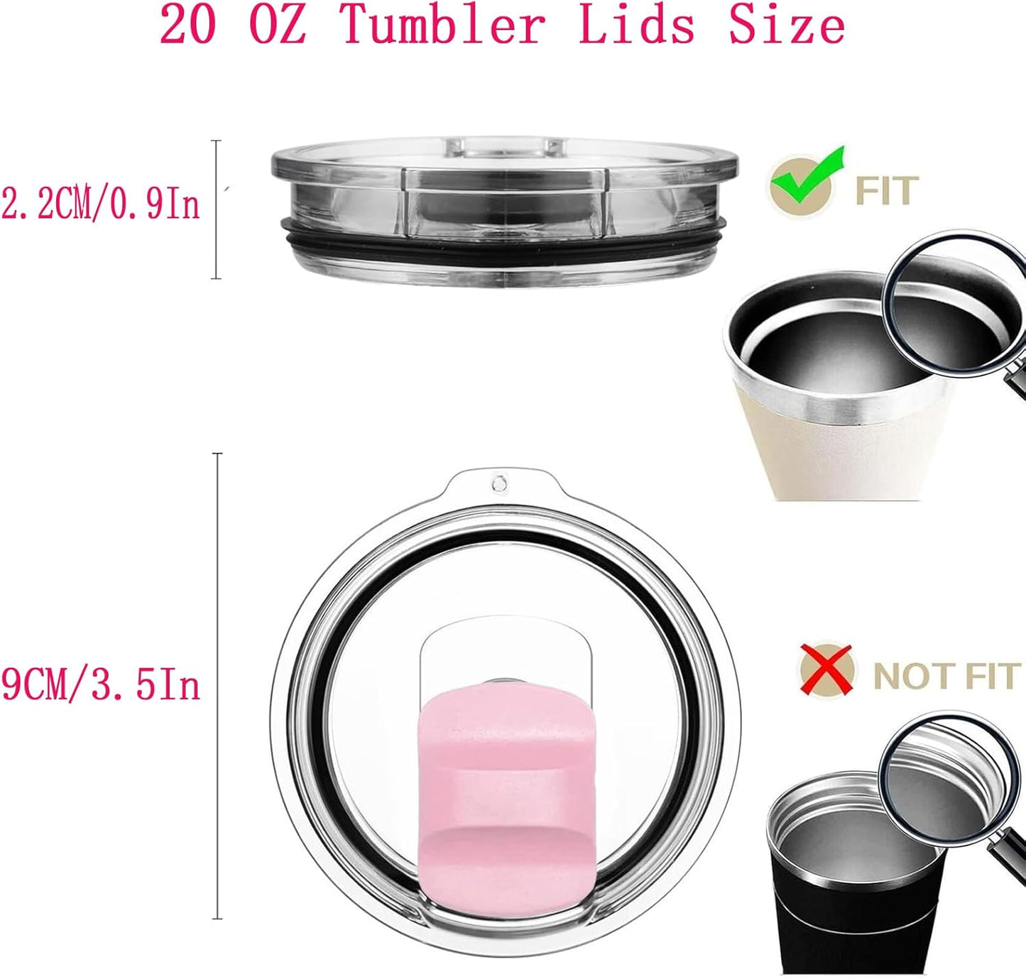 30 oz Tumbler Lids for Yeti, 2 Pcs Replacement Magnetic Spill-Resistant Lids for Yeti 30 oz, 32 oz Tumbler, 14 oz Mug and 35oz Straw Mug with Magnetic Slider Switch, BPA Free