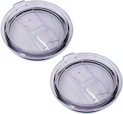 2 Replacement Lids for Stainless Steel Tumbler Travel Cup - Fits OF Inner diameter 3.7 to 3.74 INCH Yeti Rambler and others (Transparent) (30 OZ)