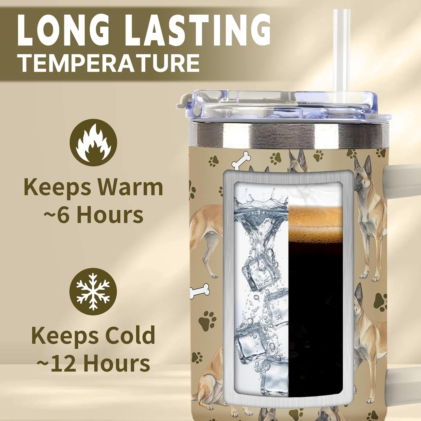 Beagle Gifts for Women Men, 40oz Stainless Steel Insulated Tumbler Travel Cup Mug, Funny and Unique Beagle Gifts for Dog Lover - Colors A