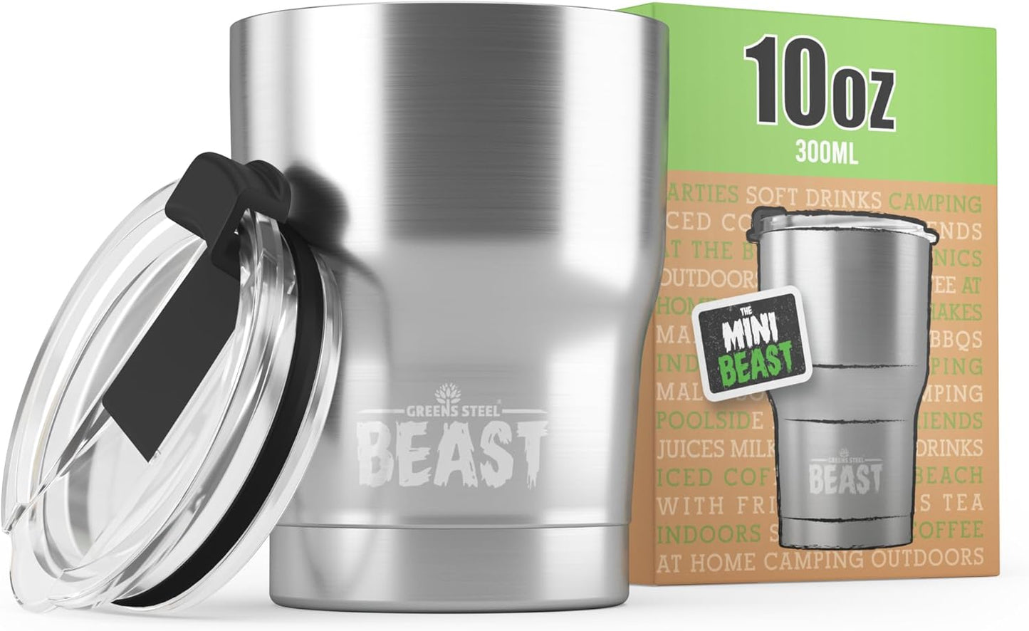 Beast 10 oz Tumbler Stainless Steel Vacuum Insulated Coffee Ice Cup Double Wall Travel Flask (Arctic White)
