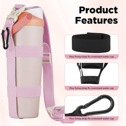 EasyAcc Water Bottle Holder Strap Sling, for Owala FreeSip 24 32 40 oz, Hydro Flask, Cirkul, Yeti, Stanley Flip, Universal Water Bottles, with Carabiner, for Walking Curise Travel (Bottle Excluded)