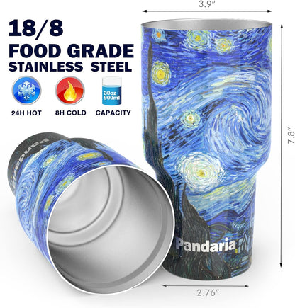 30oz Insulated Tumblers with Lids and Straws, Double wall Stainless Steel Tumbler with straw, Reusable Spill Proof Tumbler, Perfect for Iced Coffee, Tea & More- Flamingo