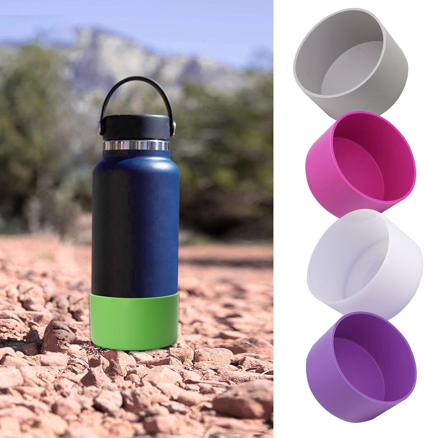 5Pcs Silicone Bottle Boot, Bottom Protector Compatible with Stanley/Hydroflask/Iron Flask/Simple Modern, 2.9-3in Bottom Width of Stainless Water Bottle