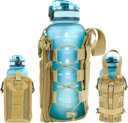 WICKTICK Molle Water Bottle Holder Pouch 16 24 32 40 64 oz - Multi-Purpose Tactical Fuel Bottle Bag, Adjustable Size for Outdoor Activities, Adapted to Backpack/Vest/Belt