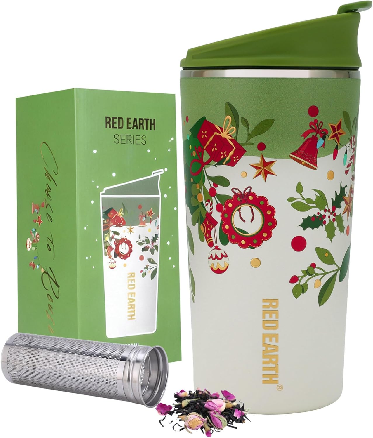 GiNT 17oz Travel Tea Mug with Infuser, 2 Lids. Vacuum Insulated 316 Stainless Steel Coffee Mug. Dishwasher Safe Tea Cup with Strainer for Hot & Cold Brew Coffee. Mothers Day Gifts for Mom (White)