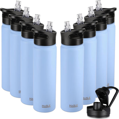 HASLE OUTFITTERS 32 oz Insulated Water Bottle Stainless Steel Double Walled Vacuum Sports Water Bottle with 2 Lids (Straw and Spout Lid) for Gym Camping Hiking(Black,1)