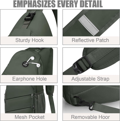 Pritent Crossbody Bags for Women Men Trendy Sling Bag Backpack Casual Chest Bag with Convertible Shoulder Strap