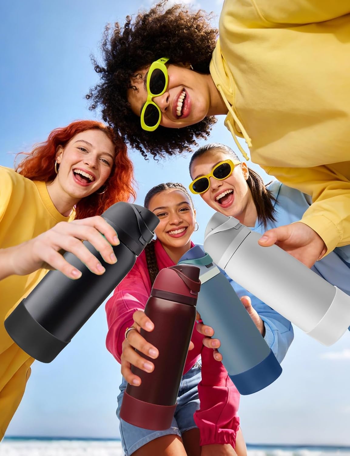 Mity rain 2PCS Silicone Boot for Owala Water Bottle 24 oz 32 oz, Anti-Slip Protective Sleeve Bottom Bumper Protector for FreeSip Stainless Steel Water Bottles Accessories