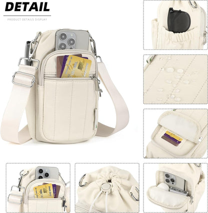 Rueesh Water Bottle Holder Bag with Adjustable Strap, Insulated Bottle Carrier Bag RFID Crossbody Sling Bag for Gym Walking