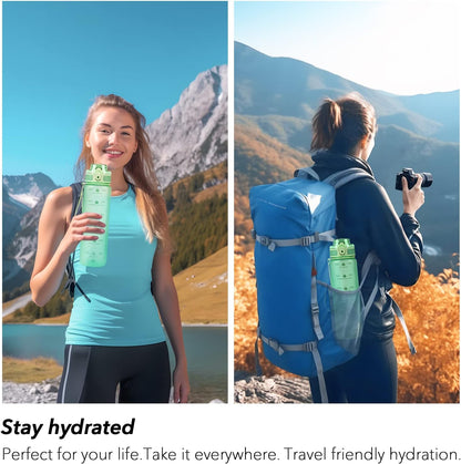 32oz Water Bottle with Time Marker, Motivational Drinking Bottle with Strap, BPA-Free Leak-Proof, Encouraging Water Bottle Time to Drink Water for Gym School Office Travel