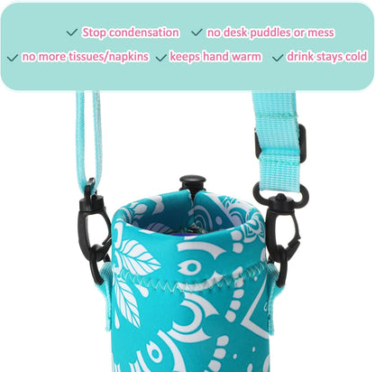 CHENGU 3 Pack 25 oz Neoprene Water Bottle Carrier Bag with Adjustable Shoulder Strap Water Bottle Holders for Adults Sports Gym Hiking Camping Walking(Mandala Style)