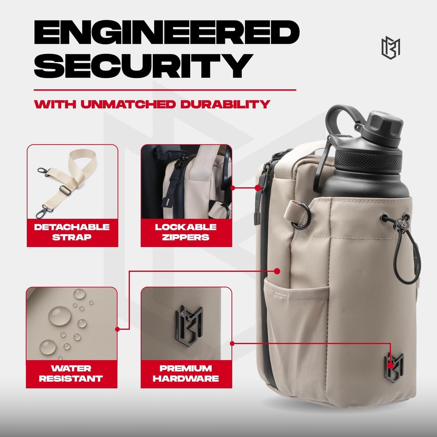 Magnetic Gym Bag for Men and Women – Sling Bottle with Magnetic Attachment | Water Bottle Holder, Gym Pouch, Crossbody Bag for Travel, Sports, Work, Fitness