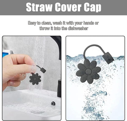 Flower Straw Covers Toppers for Stanley Cups 30&40 Oz Tumbler with Handle Accessories 4PCS Silicone Straw Caps Reusable Straws Tips Protectors for Stanley Cup 10mm 0.4in Straws,Off White