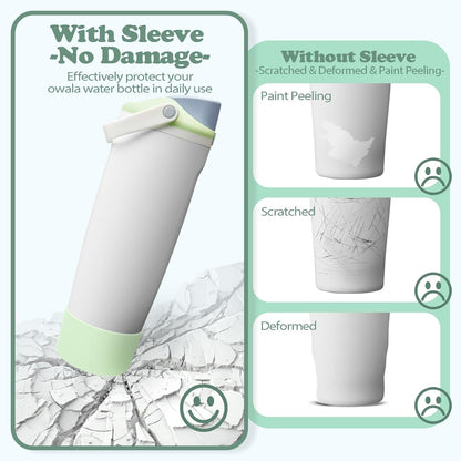2PCS Silicone Boots for Owala 30oz & 40oz FreeSip Sway Bottles & Tumblers – Non-Slip, Scratch-Resistant, Stability Enhancer for Owala Accessories (Eucalyptus Green) - Colors B