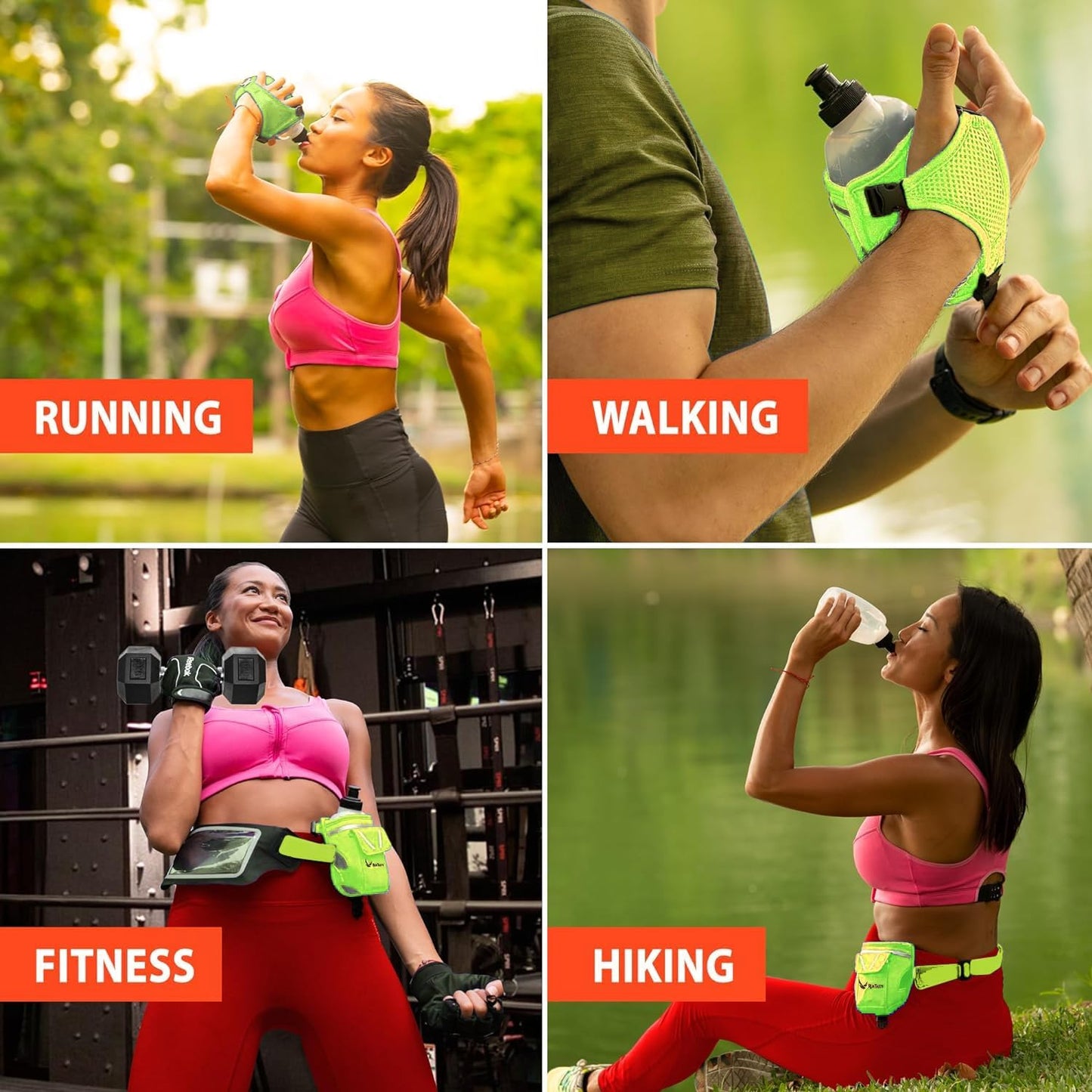 2-in-1 Running Fun: Handheld 12 Oz Water Bottle & Running Belt Add-On. No-Grip Design Straps on Hand & Slides on Belt. Waterproof Pocket for Money, Keys. Maximize Time, Freedom & Health