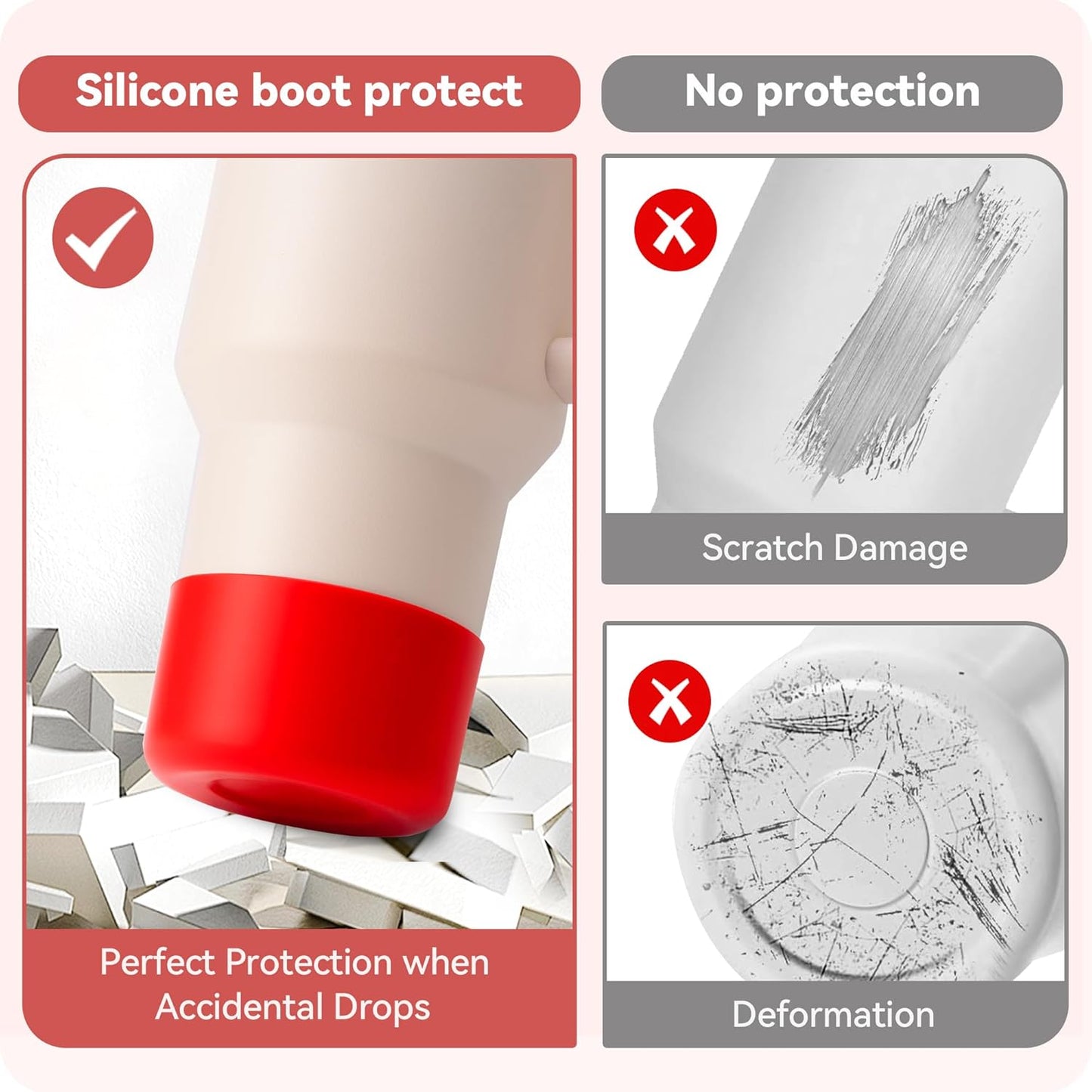 2 Pack Silicone Boot Protectors | Compatible with YETI Rambler 20/30oz, 10oz Tumbler, 20/30oz Travel Mugs | Universal Fit for 2.75-2.85" Base | BPA-Free | Dishwasher Safe (Canyon Red)