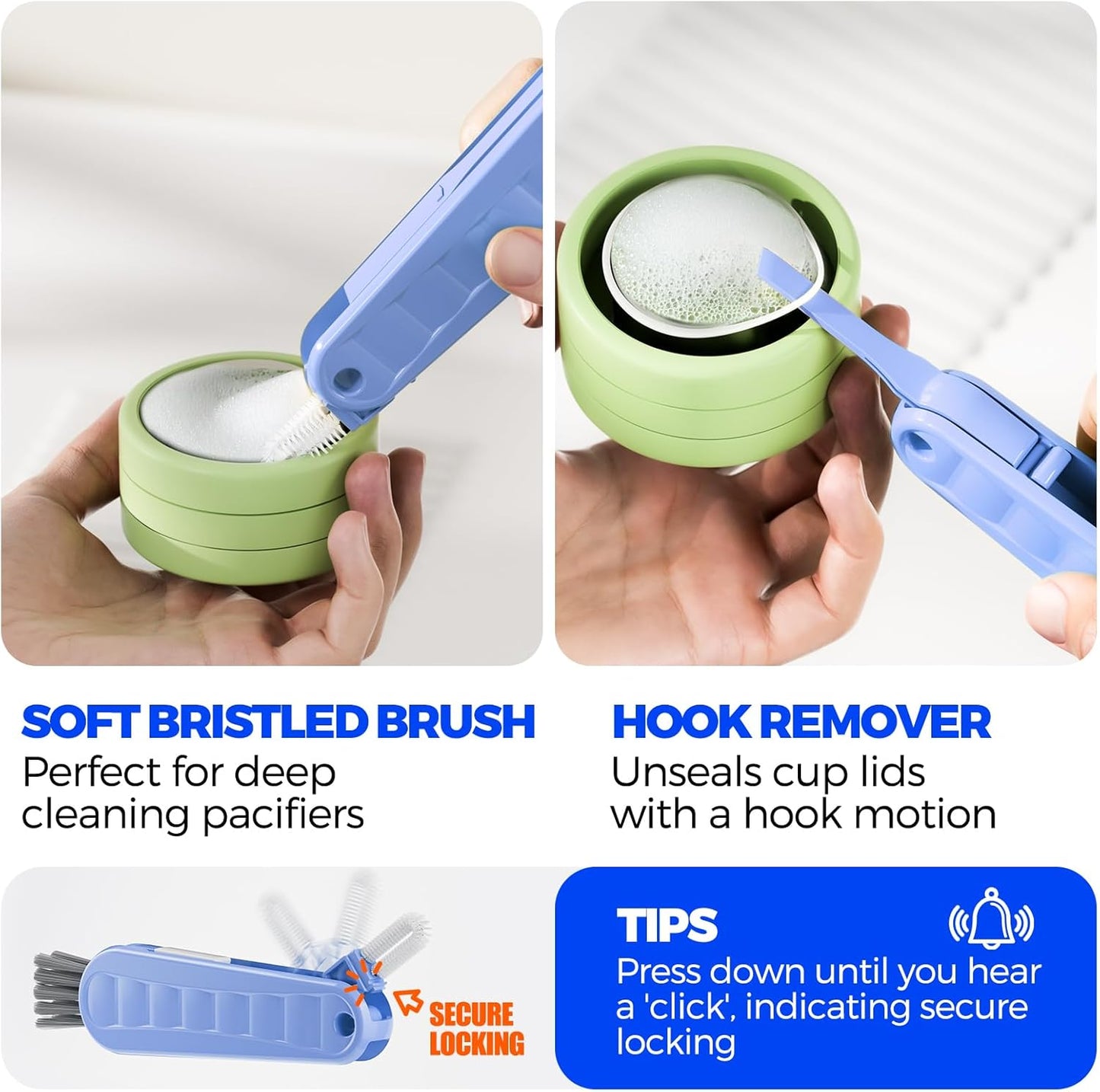 6 PACK Holikme 4 in 1 Cup Lid Cleaning Brush Set with 3 Straws, Multifunctional Bottle Brush, Silicone Cup Lid Gap Cleaner, Durable Bristle Crevice Cleaning Brush,Flat End Brushes,Navy & Black & Olive