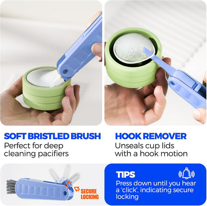 6 PACK Holikme 4 in 1 Cup Lid Cleaning Brush Set with 3 Straws, Multifunctional Bottle Brush, Silicone Cup Lid Gap Cleaner, Durable Bristle Crevice Cleaning Brush,Flat End Brushes,Navy & Black & Olive