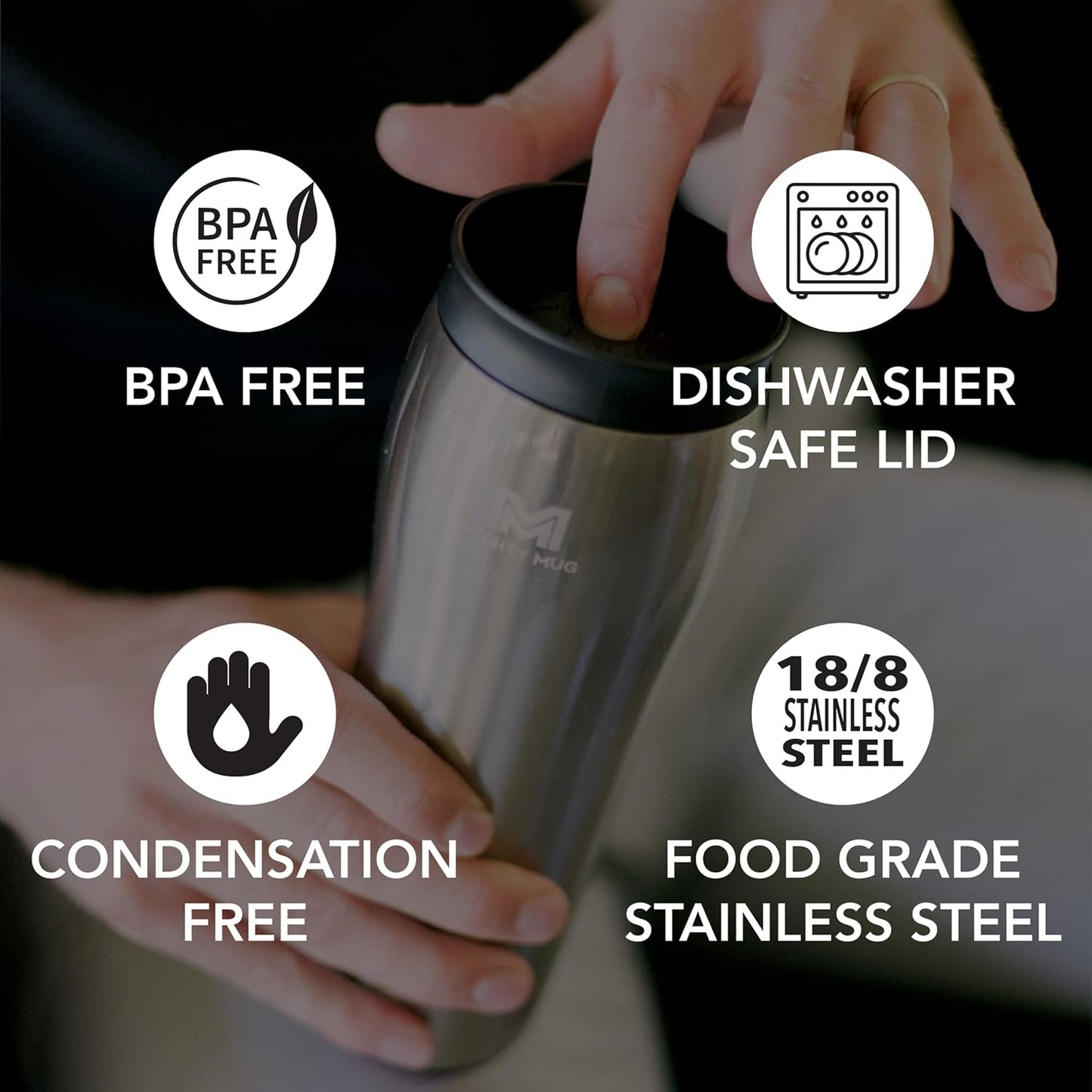Mighty Mug | The Untippable Mug | Grips When Hit, Lifts for Sips | Insulated Stainless Steel Tumbler | Cupholder Friendly | Gifts for Women Men All | Leakproof | 6 Hour Hot / 24 Cold | 16oz | Teal