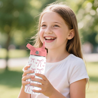 Strawberry Gifts for Kids - 16oz Pink Kids Water Bottle with Straw Lid, Stainless Steel Insulated Water Bottle, Leakproof, BPA-Free, for Girls, School, Strawberry Lover Children Birthday Gift Cup(1pc)