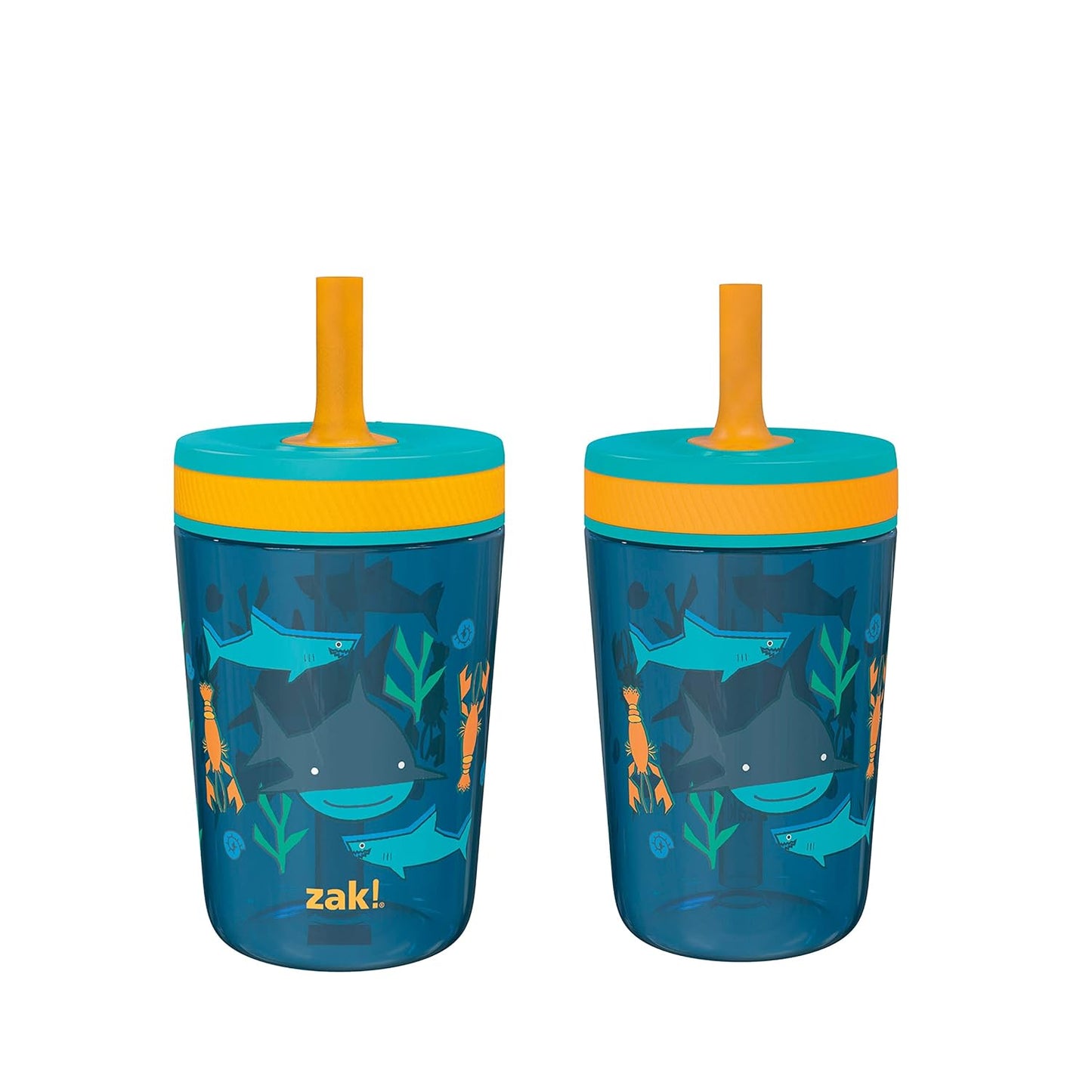 Zak Designs 15oz Bluey Kelso Tumbler Set, Leak-Proof Screw-On Lid with Straw Made of Durable Plastic and Silicone, Perfect Bundle for Kids, 2 Count (Pack of 1) - Colors B