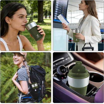 17oz Double Wall Stainless Steel Vacuum Insulated Travel Mug, Spill-Proof & Leak-Proof Coffee Mug, BPA-Free Reusable Coffee Cup for Hot & Cold Drinks, Black (Black)
