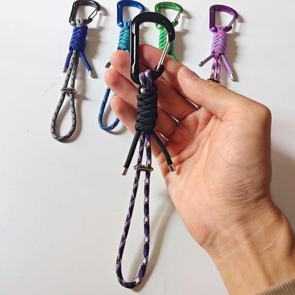 Paracord Keychain - Triangle/D-Shaped Carabiner Clip with Lanyard for Hanging Water Bottle, Key, Backpacks and More