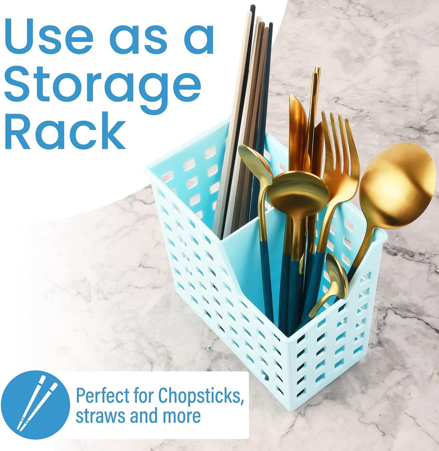 Impresa Straw & Chopstick Dishwasher Basket - Effortless Wash & Dry Chopstick Holder - Secure Clean Flow & Dishwasher Straw Holder for Compact Storage - Blue