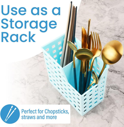 Impresa Straw & Chopstick Dishwasher Basket - Effortless Wash & Dry Chopstick Holder - Secure Clean Flow & Dishwasher Straw Holder for Compact Storage - Blue