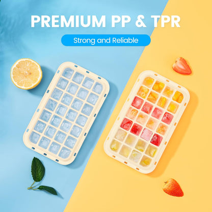 Ice Cube Tray with Lid and Bin, PHINOX 56 pcs Ice Trays for Freezer, Ice Cube Trays for Freezer with 2 trays, Container, Lid & Ice Scoop, BPA Free
