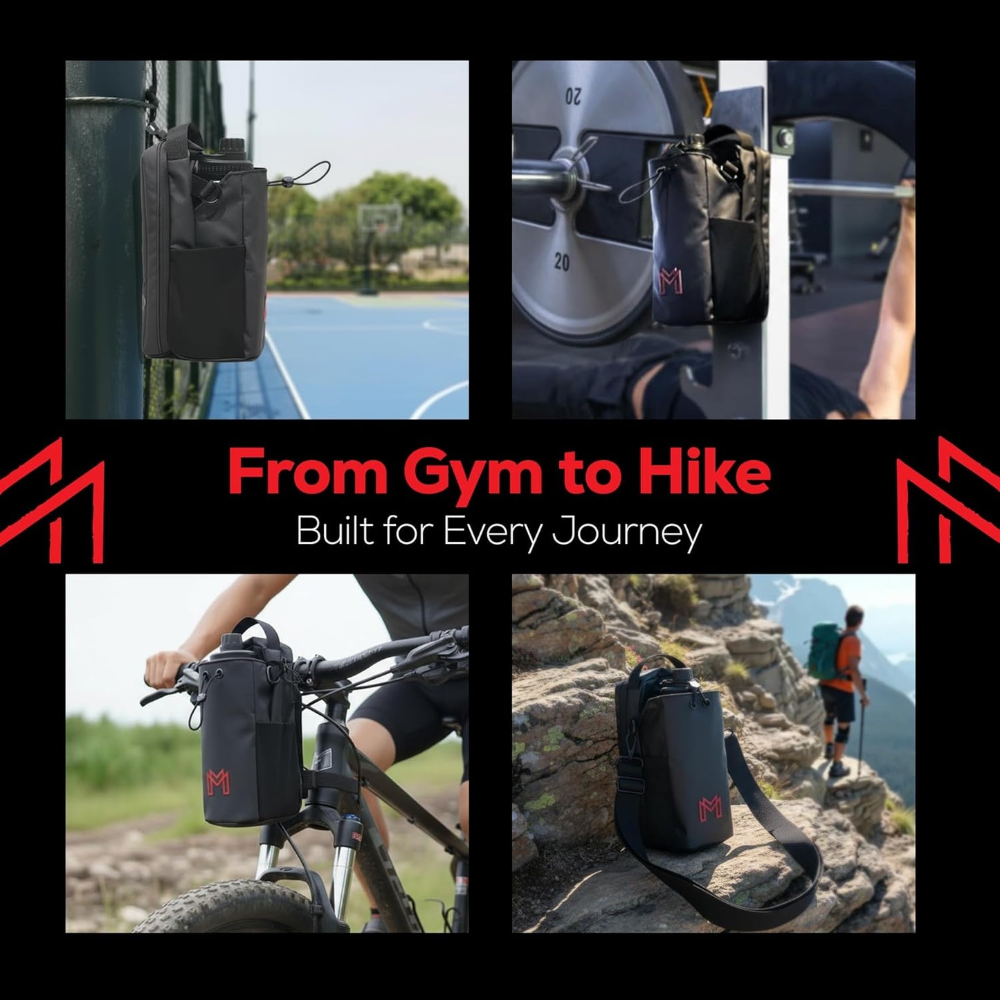 MAGNACE Magnetic Gym Bag Bundle, 3-in-1 Set with Water Bottle Holder, Magnetic Pouch, Towel & Sling Bag – For Men & Women