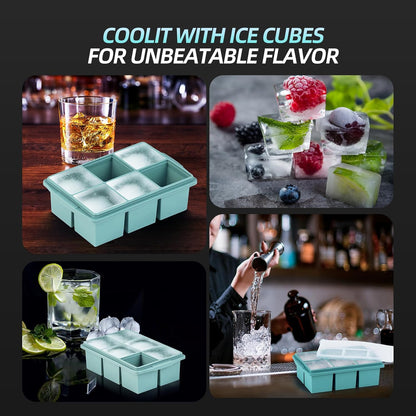 Large Ice Cube Trays for Whiskey (2 Pack) - Silicone Ice Cube Molds with Steel Frame Reinforcement & Lid, 2-Inch Square Ice Cubes for Whisky, Cocktails, Coffee, Tea - Easy Release