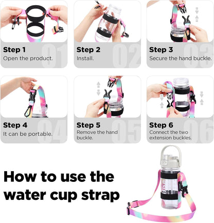 EasyAcc Water Bottle Holder Strap Sling, for Owala FreeSip 24 32 40 oz, Hydro Flask, Cirkul, Yeti, Stanley Flip, Universal Water Bottles, with Carabiner, for Walking Curise Travel (Bottle Excluded)